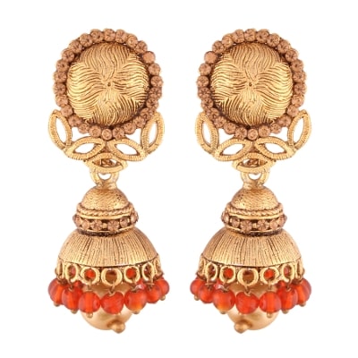 

E tnico High Gold Plated Jhumki Jhumkas Earrings for Women (E2435RL)