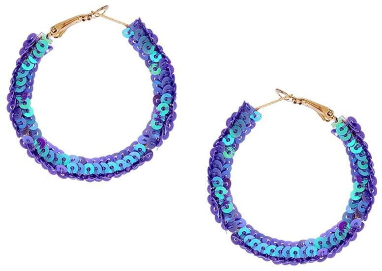 

Fabula Jewellery Blue Shimmer Large Fashion Hoop Drop Earrings In Gold Tone For Women Girls