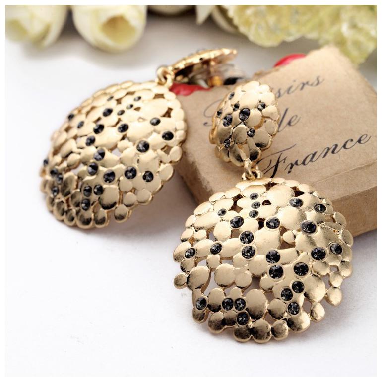 

Fabula Jewellery Gold Black Crystal Drop Fashion Earrings for Women Girls