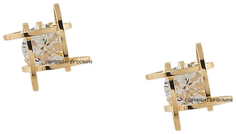 

FABULA Jewellery Gold Tone Geometric Crystal Ear Stud Fashion Earrings For Women Girls