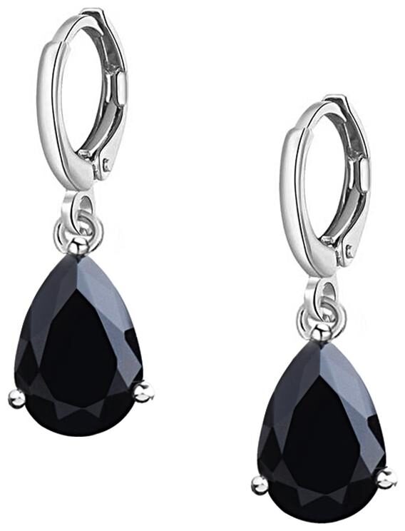 

Fabula Jewellery Silver Plated Black Teardrop Cubic Zirconia Fashion Drop Earrings For Women Girls