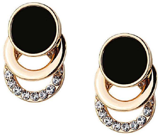 

Fabula Jewellery Gold Plated Black Enamel Delicate Fashion Drop Earrings For Women Girls
