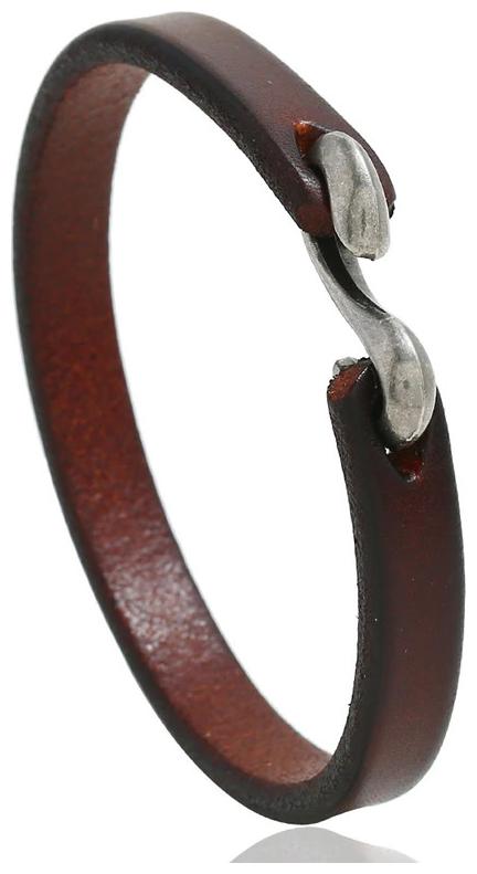 

Fabula Jewellery Dark Brown Leather S Hook Handmade Wrap Bracelet for Men Boys