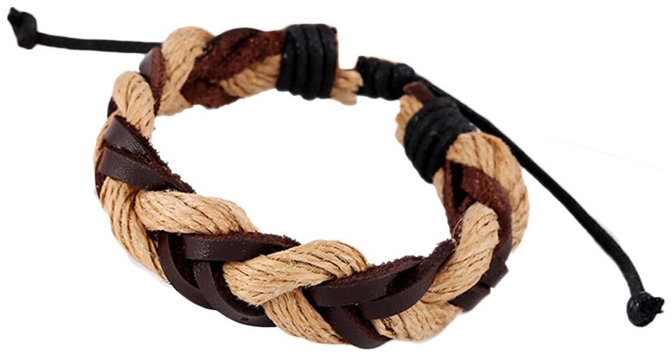 

Fabula Jewellery Dark Light Brown Braided Leather Jute Handmade Wrap Bracelet For Men Boys