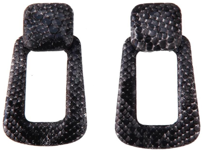 

Fabula Jewellery Black Faux Leather Animal Print Large Fashion Drop Earrings for Womens and Girls