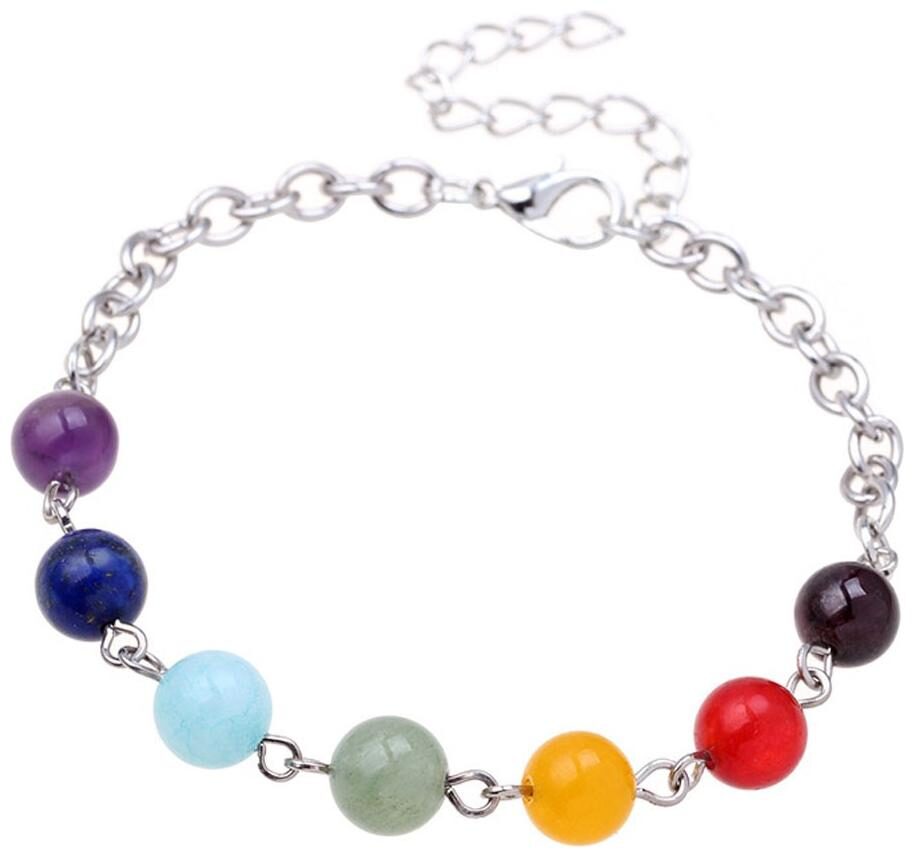 

Fabula Jewellery Multi Color Natural Stone Fashion Buddha Beads 7 Chakra Bracelet For Women Girls