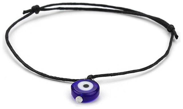 Fabula Jewellery Blue;Black Goodluck Evil Eye Beads In Black Thread Fashion Bracelet For Men & Boys