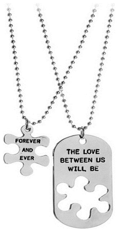 

Fabula Jewellery Dog Tag Two Piece Forever Love Silver Stainless Steel Couple Pendant Necklace Set For Men Women