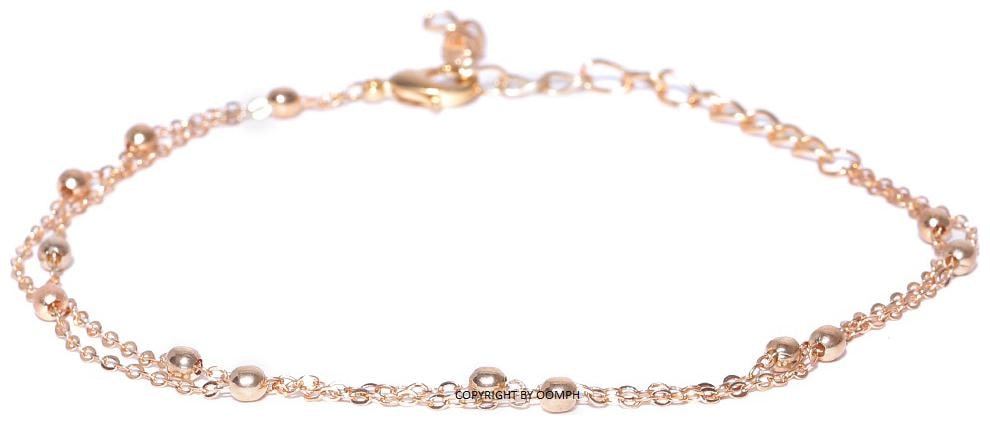 

Fabula Jewellery Gold Beads Multi Layer Fashion Anklet For Women Girls Multi Layered Collection