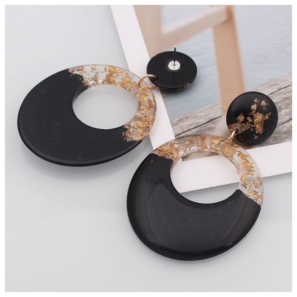 

Fabula Jewellery Black Gold Teardrop Shape Large Acrylic Fashion for Women Girls