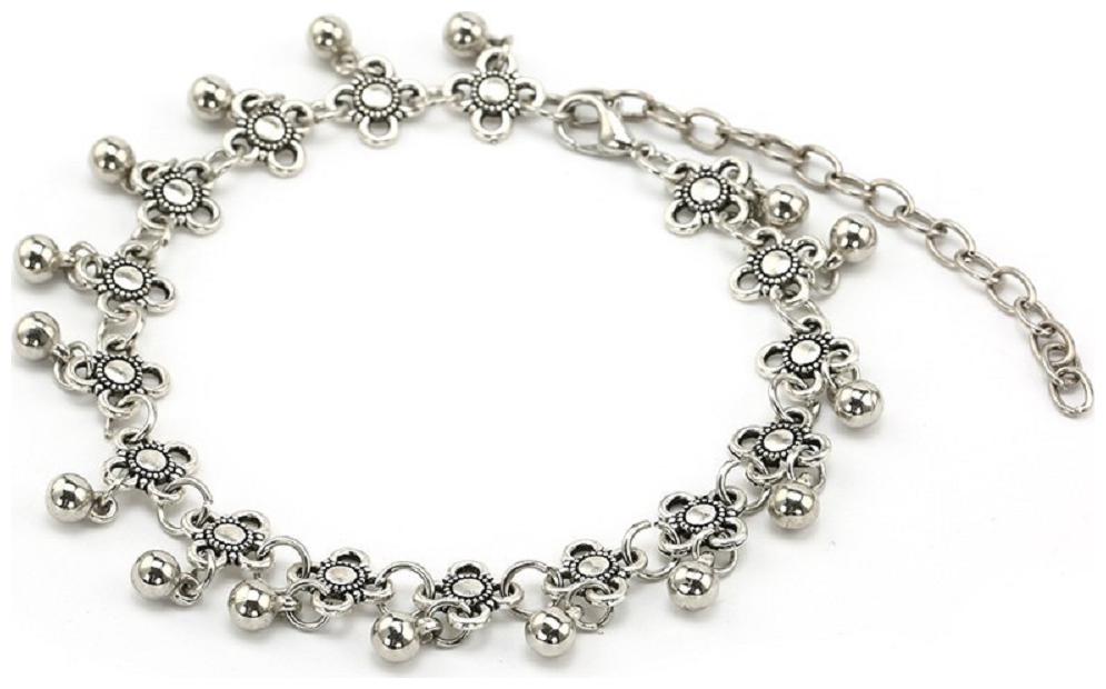 

Fabula Jewellery Antique Silver Bohemian Tribal Anklet for Women -Single Piece