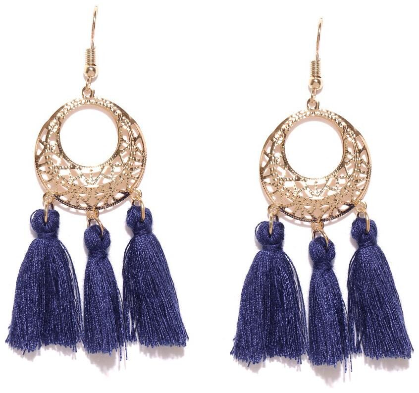 

Fabula Jewellery Blue Tassel In Gold Tone Fashion Earrings For Women Girls