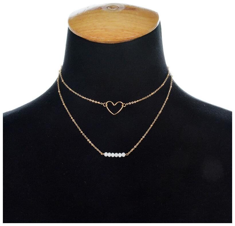 

Fabula Jewellery Gold Tone Heart Motif Multi Layer Necklace for Women Girls Lasting Love Collection