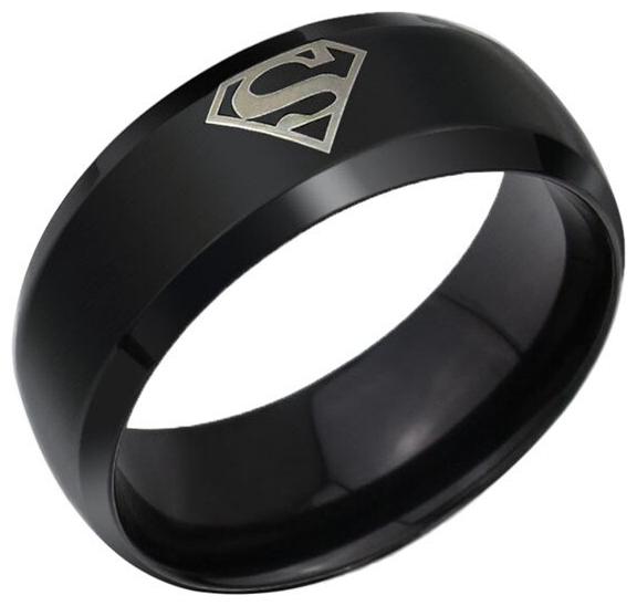 

Fabula Jewellery Black Titanium Superman Broad Ring Band For Men Boys