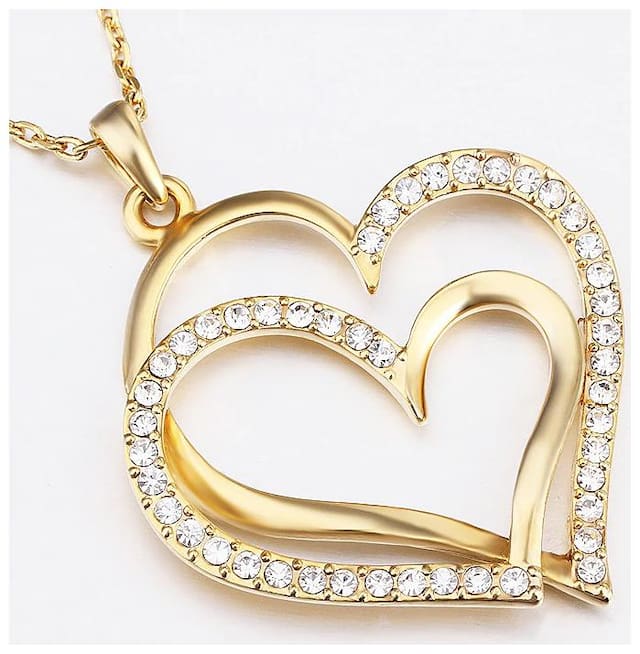 Fabula Jewellery Gold Plated Heart Shape Zirconia Fashion Pendant For Women & Girls