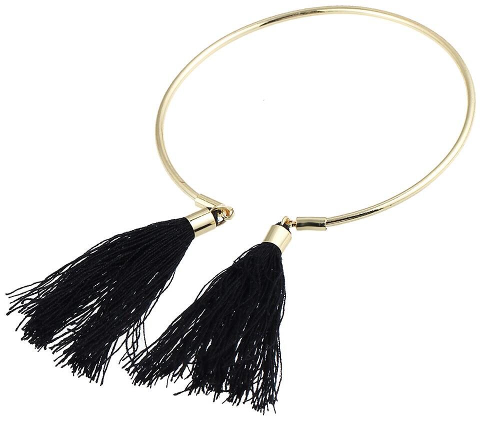 

Fabula Jewellery Gold Black Tassel Cuff Fashion Bracelet Kada For Women Girls