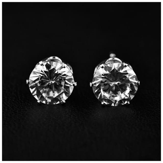 Fabula Men Brass Earrings Silver-Plated White