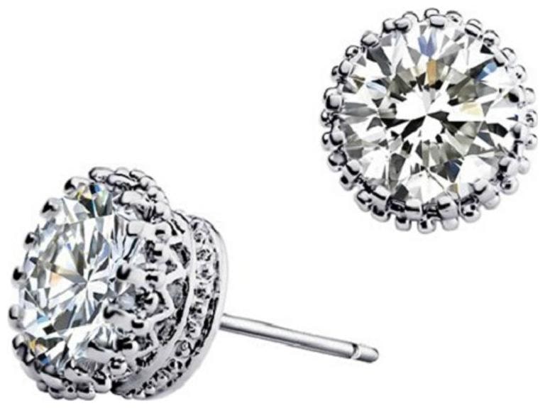

Fabula Silver Cubic Zirconia Solitaire Crown Ear Stud Fine Earrings for Women Girls Stellar Fine Jewels Collection