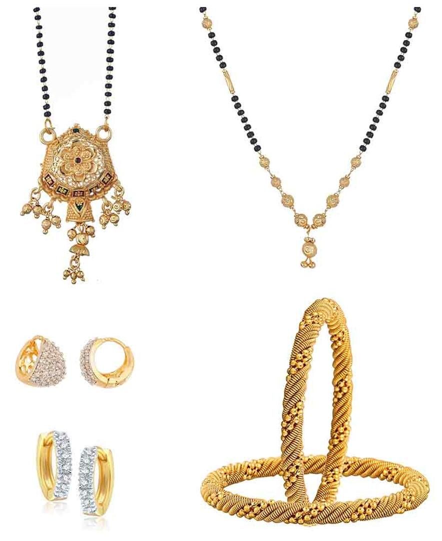 

Fabulous combo of gold plated mangalsutra clip ons and Bangle
