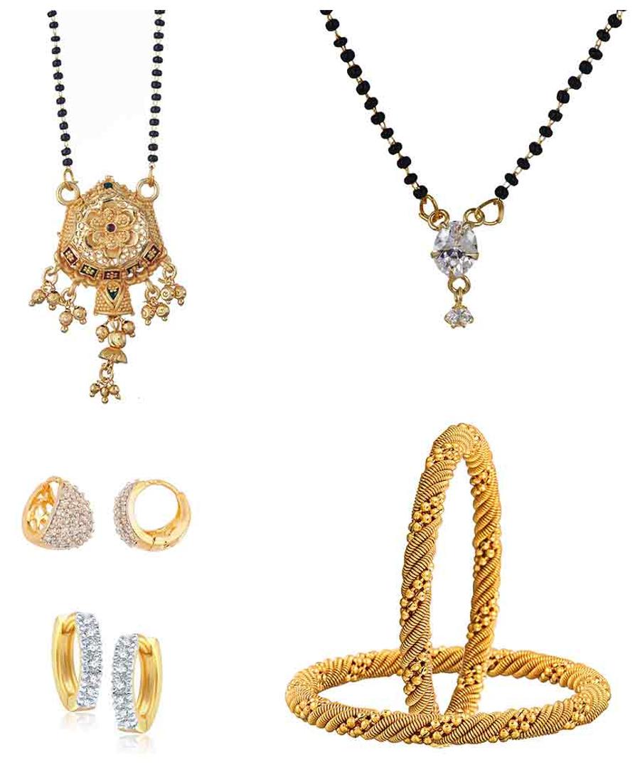 

Fabulous combo of gold plated mangalsutra clip ons and Bangle