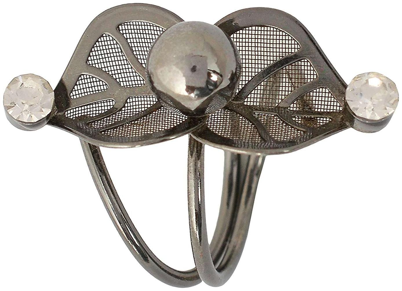 

Fahshionforsure Black Metal Ring for Women - Size 5 (R113)