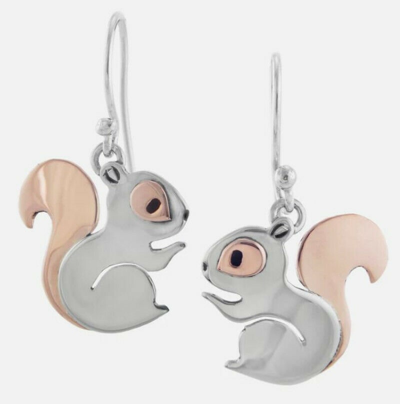 

Far Fetched SQUIRREL NUTKIN Earrings Silver Copper Dangle Gift Box