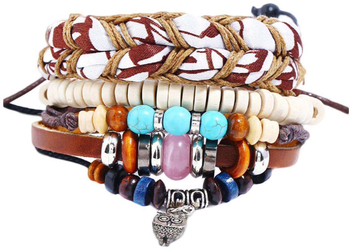 

FASHIO FOR SURE pencke new combination set beaded cowhide bracelet (J224)