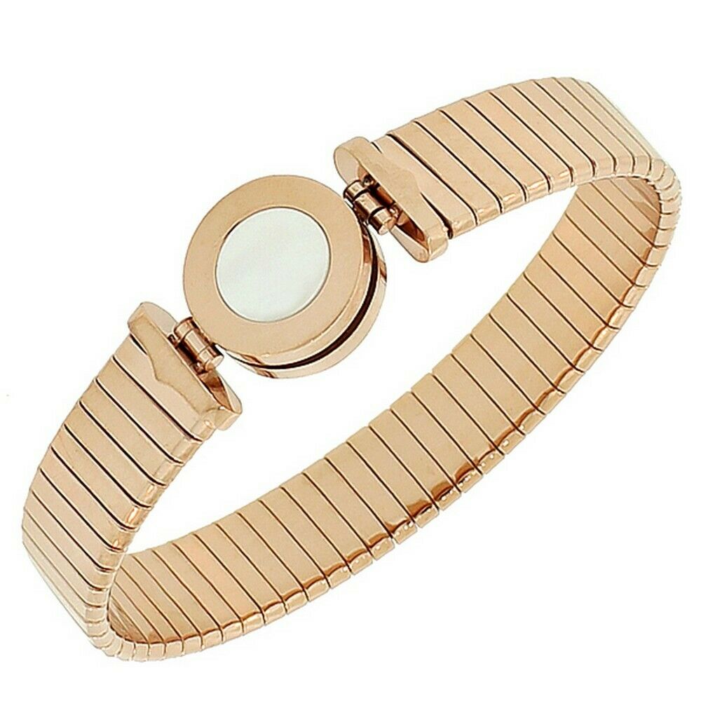 

Fashion Alloy Rose Gold-Tone Simulated Mother-of-Pearl Bangle Bracelet