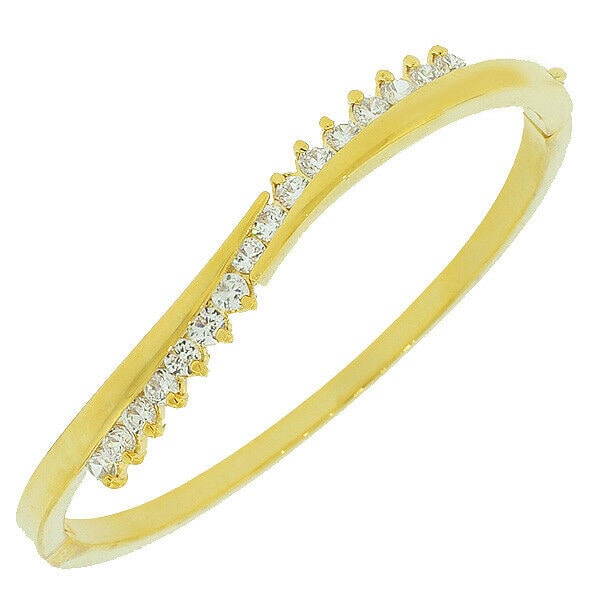 

Fashion Allow Yellow Gold-Tone CZ Swirl Bangle Bracelet