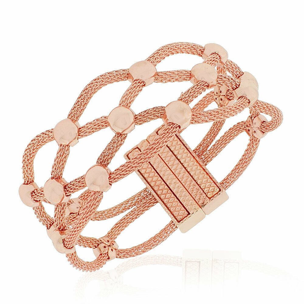 

Fashion Alloy Rose Gold-Tone Wide Mesh Bracelet