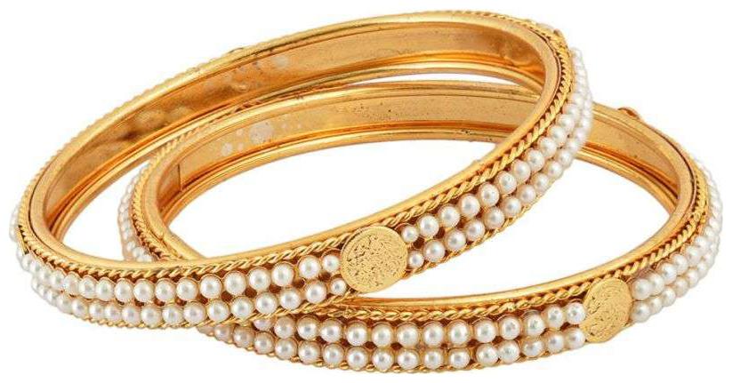 

Fashion For Sure Gold Brass Bangle for Women - Set of 2 (Size 2 4 B10)