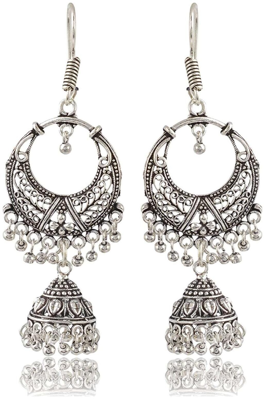 

Fashion For Sure Silver Brass Jhumki Earrings for Women (E193)