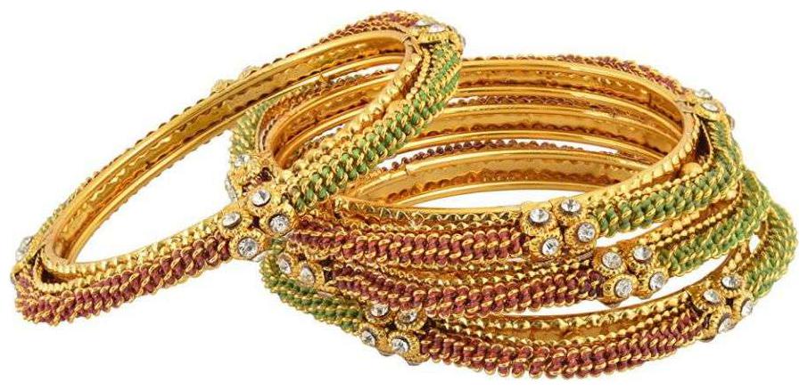 

Fashion For Sure Gold Brass Bangle Set for Women - Set of 4 (Size 2 4 B13)