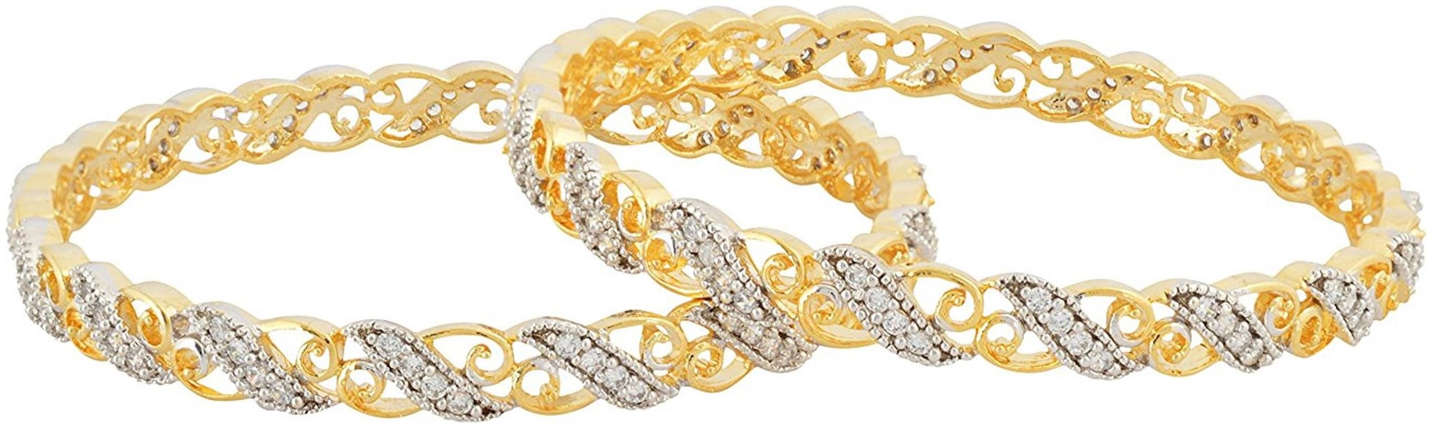 

Fashion For Sure Gold Brass Bangle Set for Women - Set of 2 (Size 2 6 ADB18)