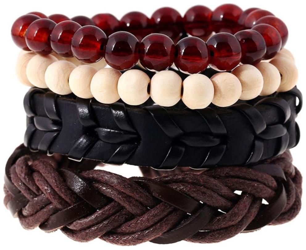 

Fashion for sure braided leather bracelet hand rope leather bracelet with multilayer restoring ancient ways suit bracelet (J104)