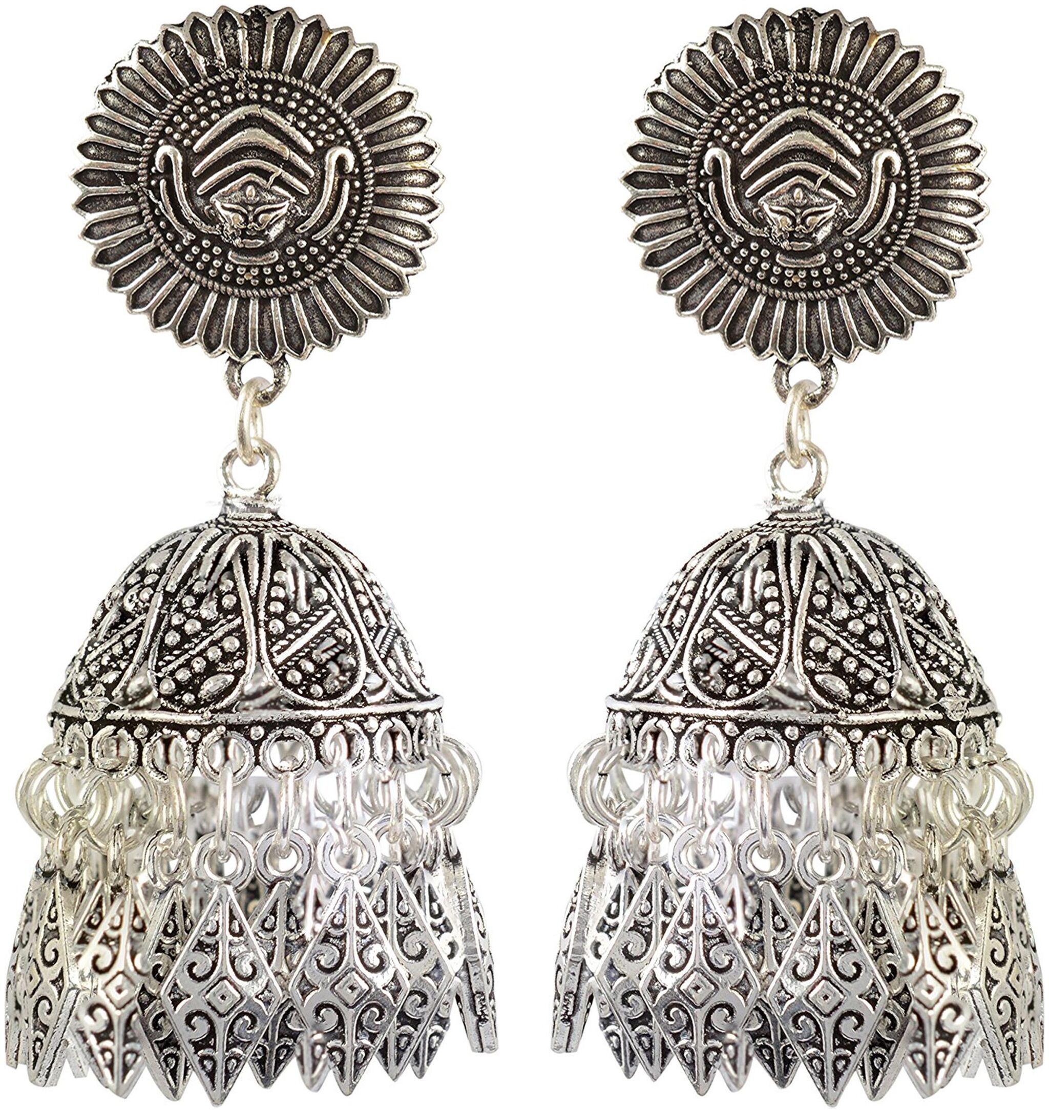 

Fashion for sure Womens Earring Silver Brass Jhumki Earrings for Women (E174 2)