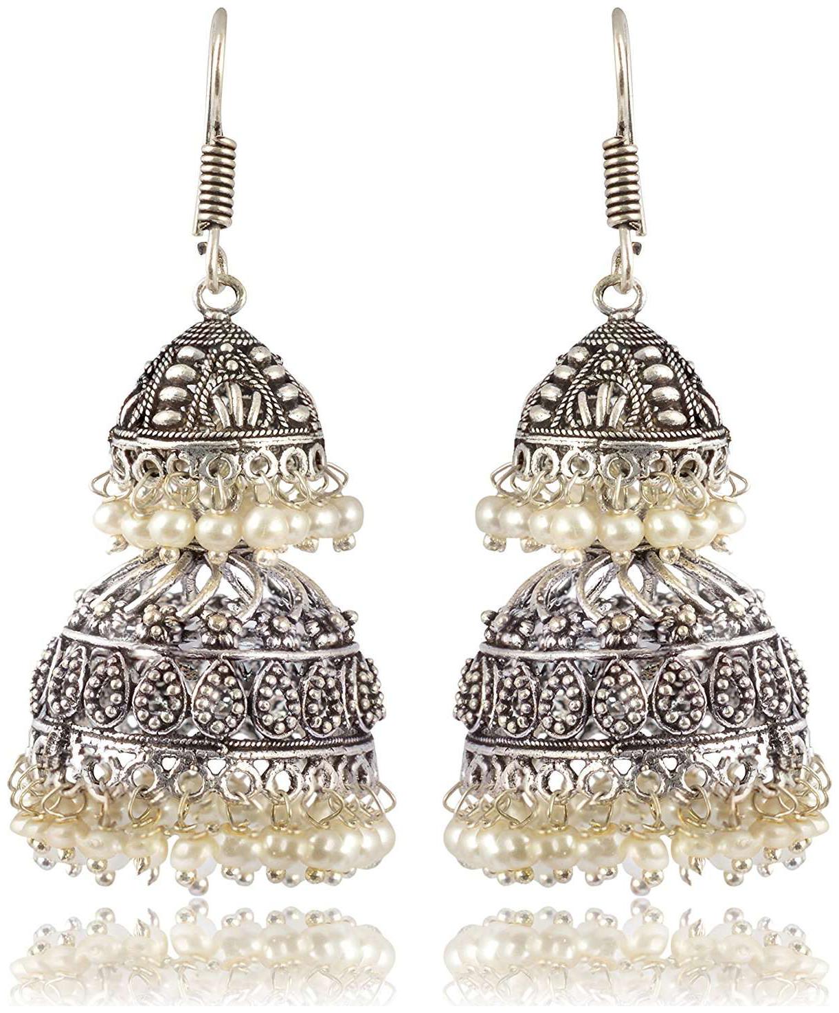 

Fashion For Sure Oxidized Silver Jhumki Earrings for Women (E210)