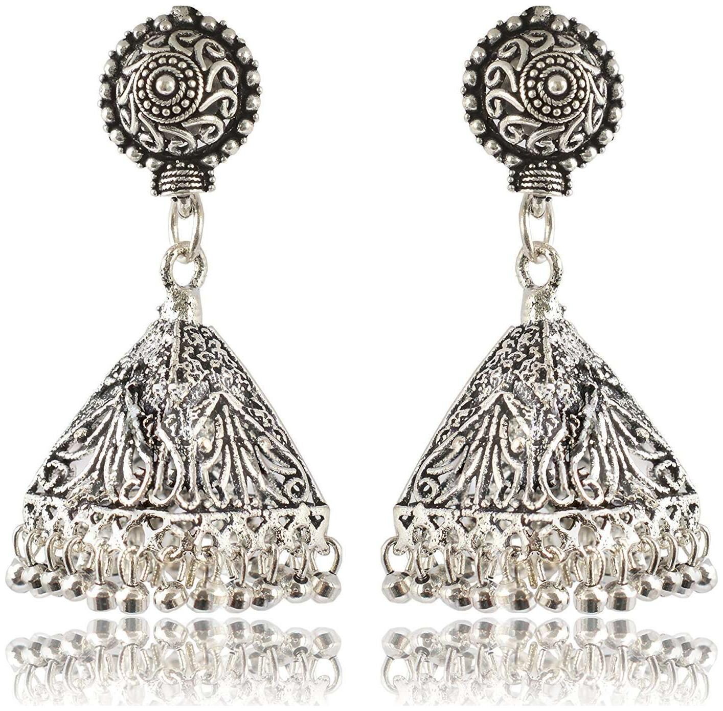 

Fashion For Sure Oxidized Silver Jhumki Earrings for Women (E241)