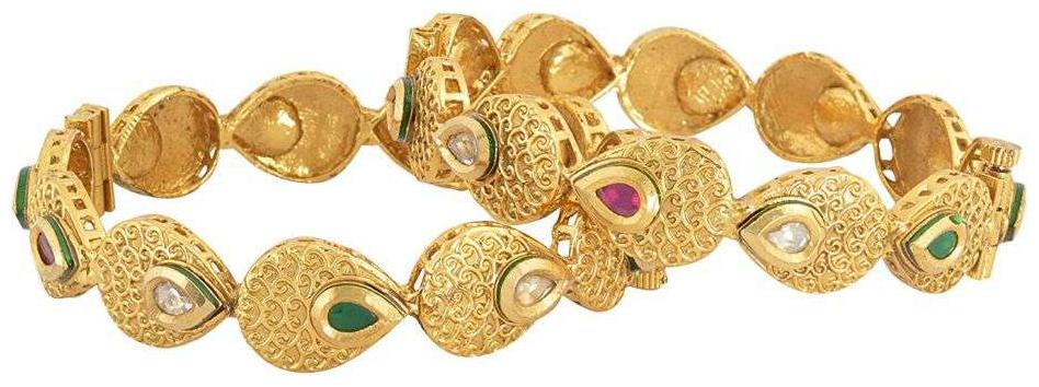 

Fashion For Sure Gold Brass Bangle Set for Women - Set of 2 (Size 2 6 B77)