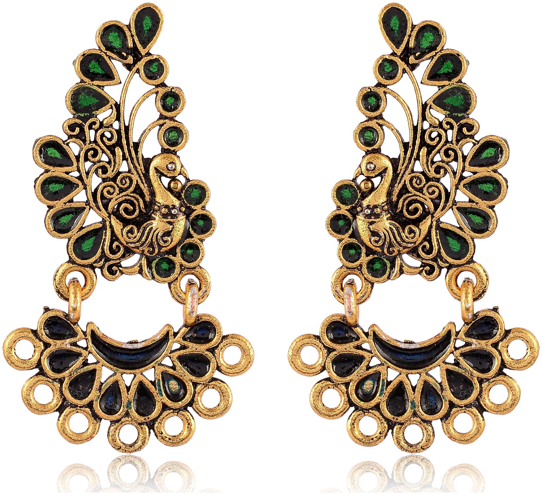 

Fashion for sure Gold and Green Brass Dangle and Drop Earrings For Women (E403)