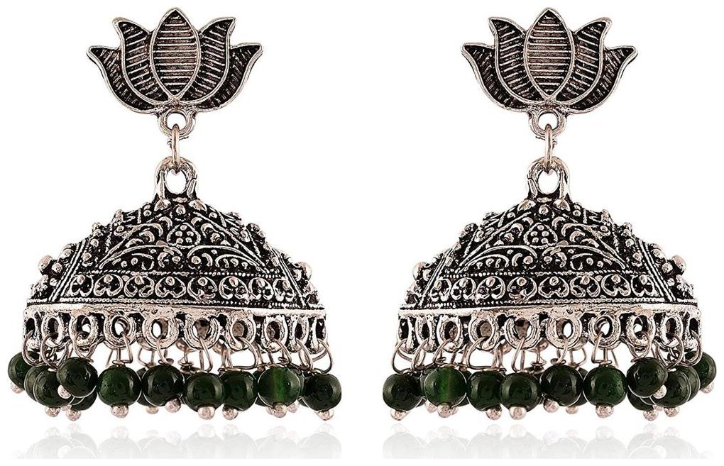 

Fashion For Sure Designer Silver Brass Jhumki Earrings for Women (E360)
