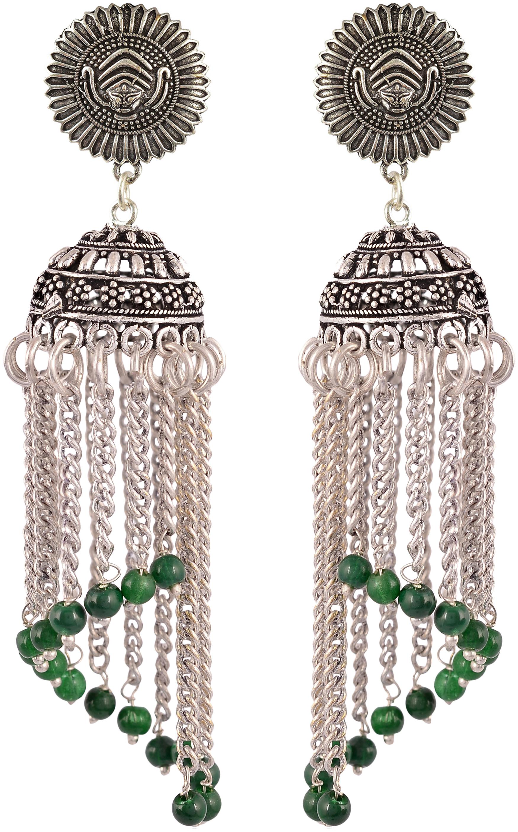 

Fashion for sure Silver Brass Jhumki Earrings For Women (E206 3)