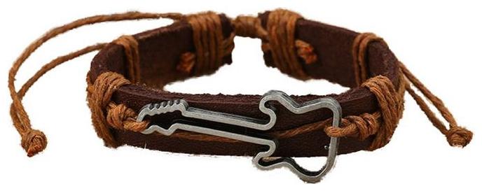 

Fashion for sure Violin symbol dark brown leather bracelet for any occasion (J063)