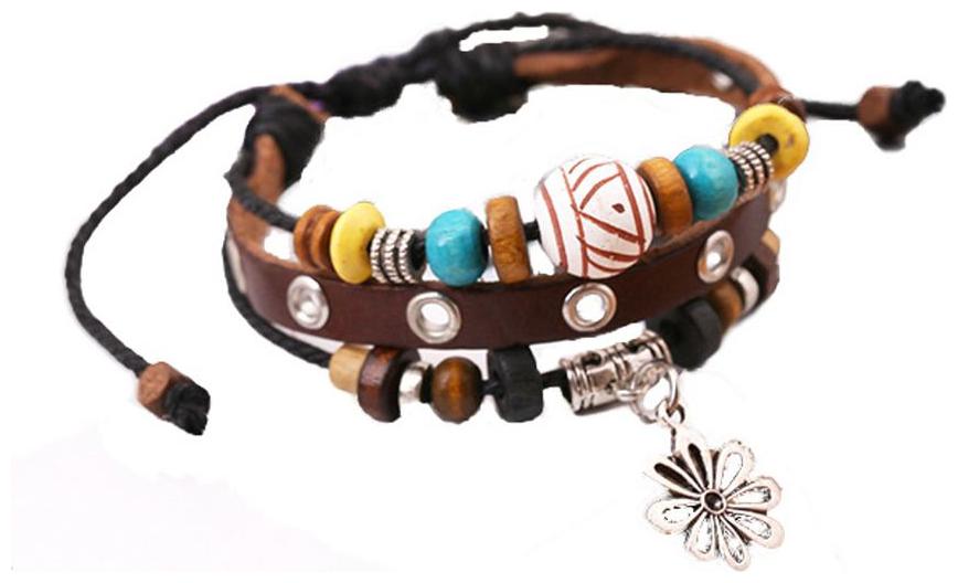 

Fashion for sure Foreign beaded leather bracelet Hand catenary restoring ancient ways Leather bracelet (J127)