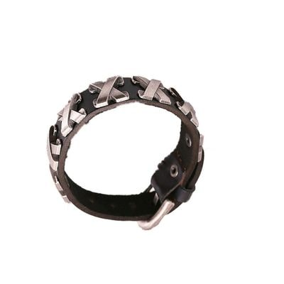

Fashion for sure black X-MAN symbol bracelet in classic leather quality (J069