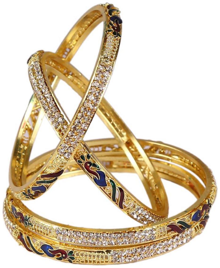 

Fashion for Sure Brass 21K Yellow Gold Bangle Set (Pack of 4) (J134)
