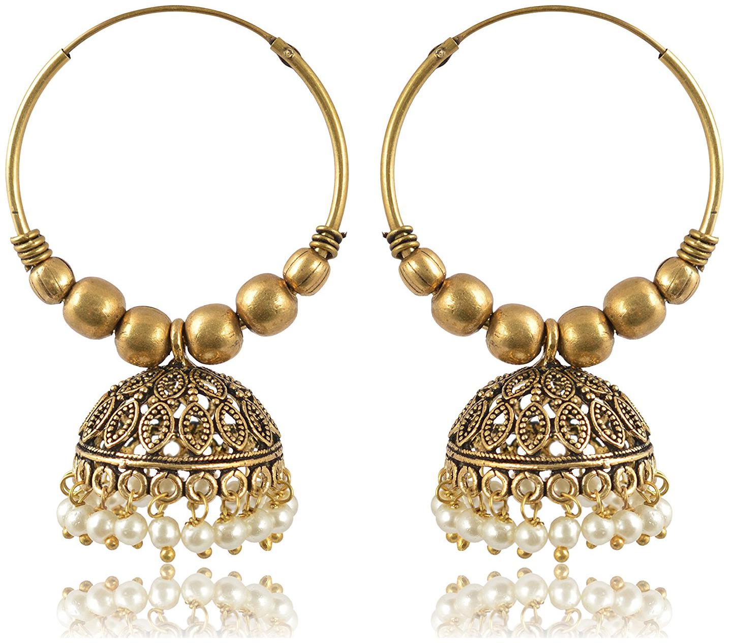 

Fashion For Sure Gold Oxidized Silver Jhumki Earrings for Women (E229)