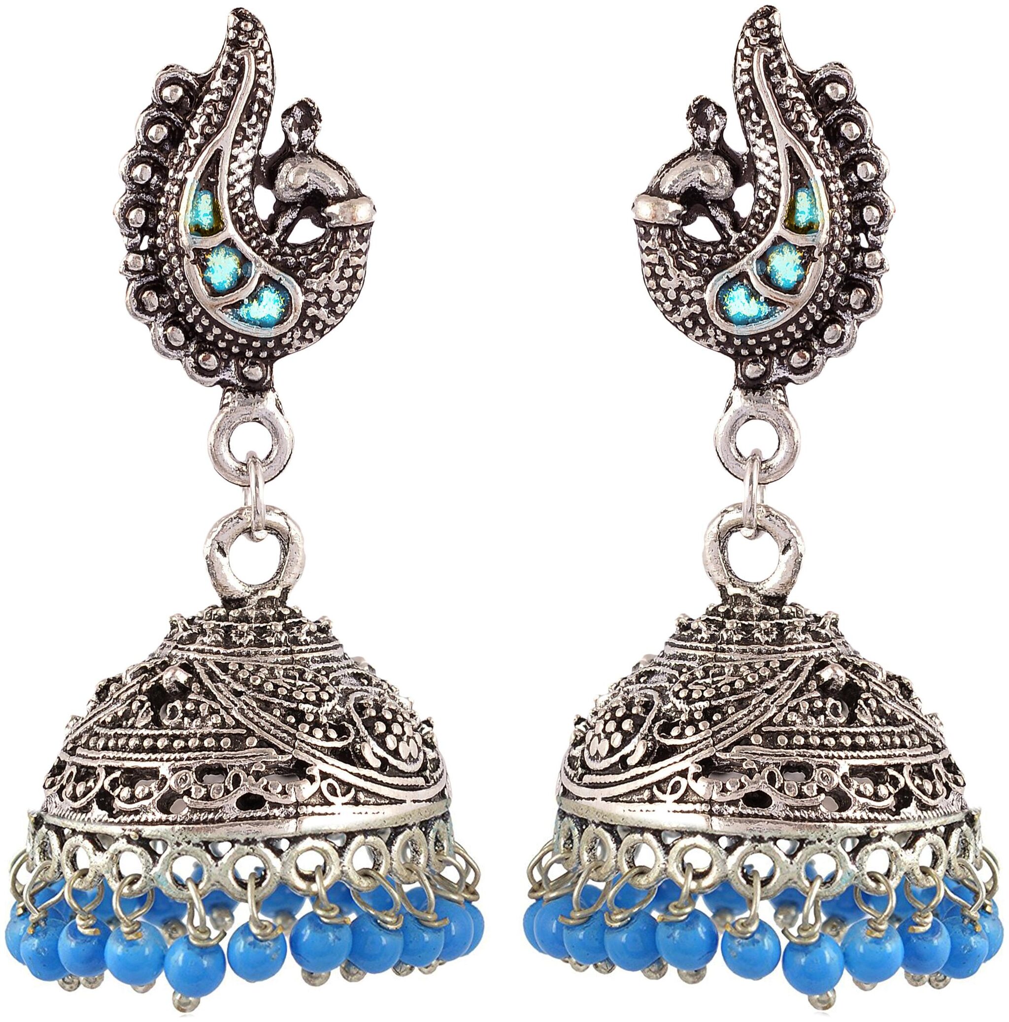 

Fashion For Sure Gold and Oxidized Silver Jhumki Earrings for Women (E174 2 Turquoise)