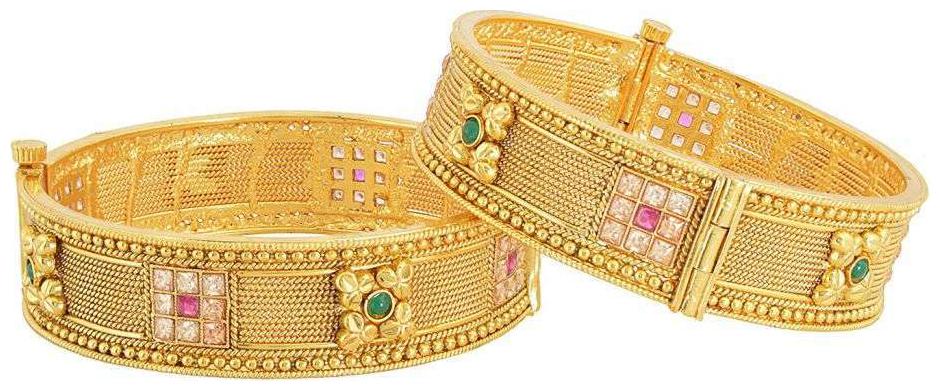 

Fashion For Sure Gold Brass Bangle Set for Women - Set of 2 (Size 2 6 B65)