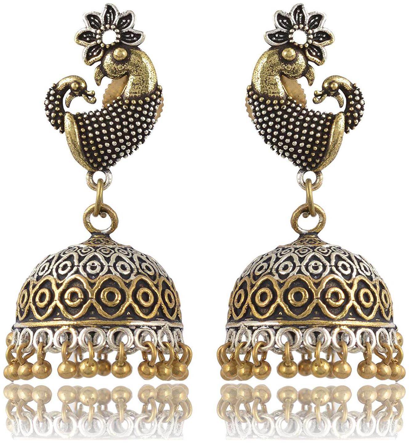 

Fashion For Sure Silver Gold Brass Jhumki Earrings for Women (E197)